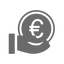 Ikona dobierky (ruka s mincou so znakom euro)