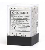 Hracie kocky Chessex Opaque White/B