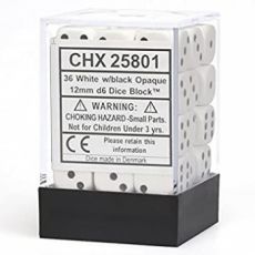Hracie kocky Chessex Opaque White/B